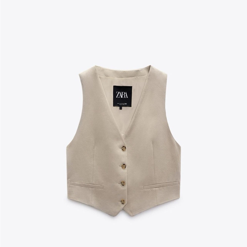 Zara Linen Blend Vest. XS